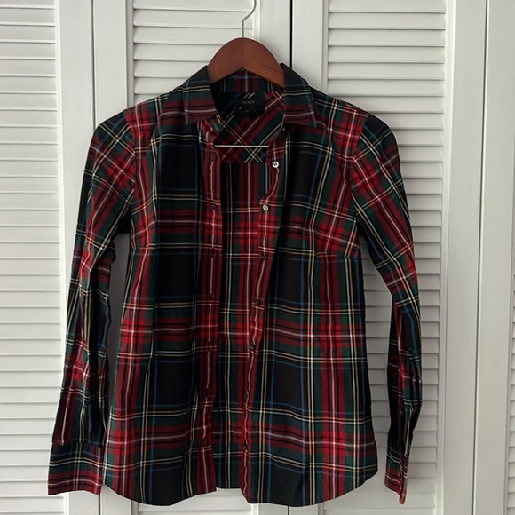 JCrew Perfect Shirt in Tartan Plaid, size 0 - Picture 2 of 7